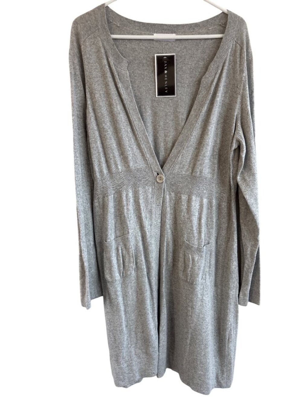 Jax and Henley Cardigan Duster Plus Size 2X Angora Cotton Cashmere Gray Knit NEW